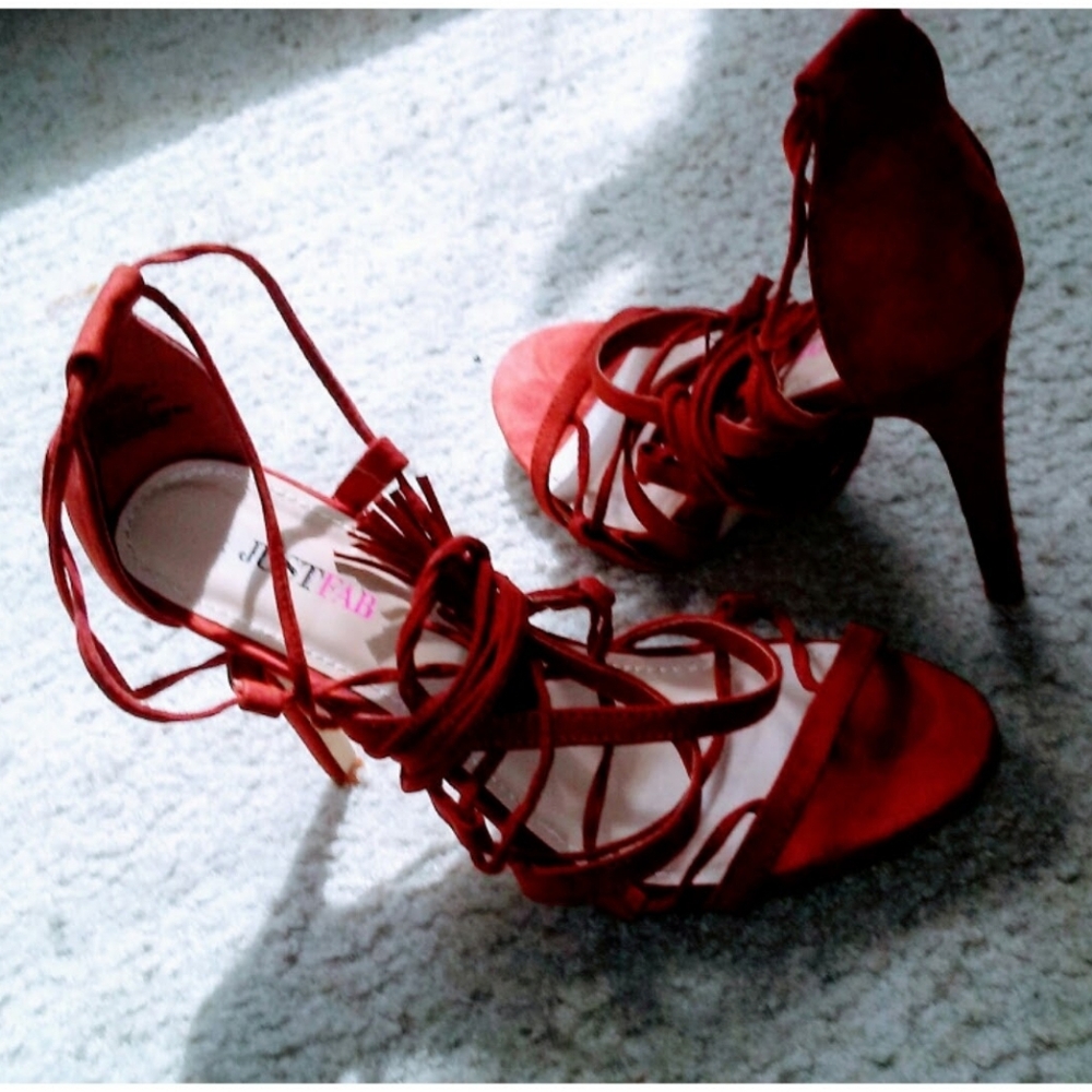 JustFab Red Strappy Heels